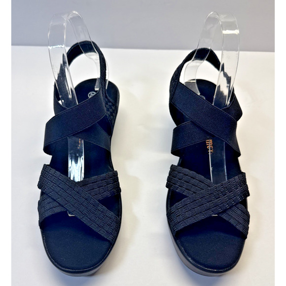 Bernie Mev Lisa Sandal Women’s Size 8 (39) Black Peep Toe Comfort Wedge NWB - Picture 3 of 9